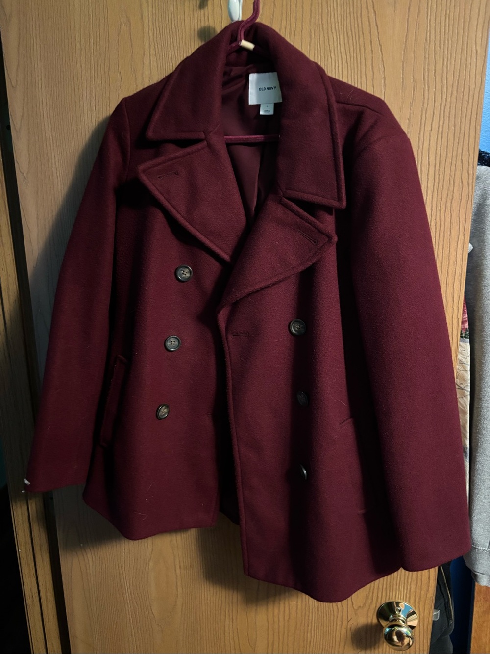 Old Navy Burgundy Double-Breasted Peacoat